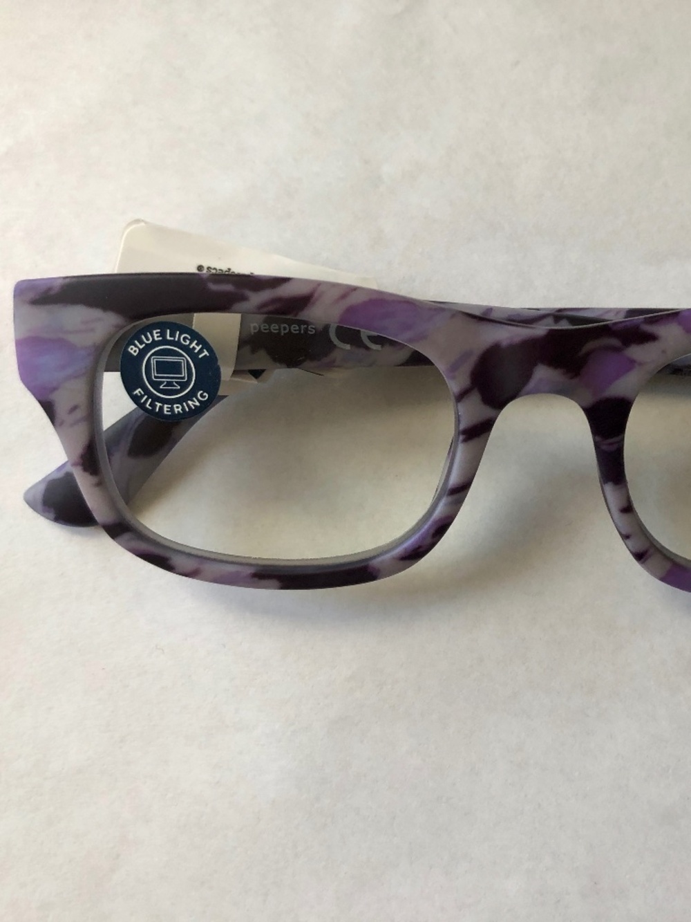 NEW Peepers Jolene Purple Marble Blue Light Filtering Glasses +1.00